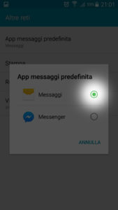 Rimuovere sms facebook messenger passo6_2 APP PREDEFINITA SMS